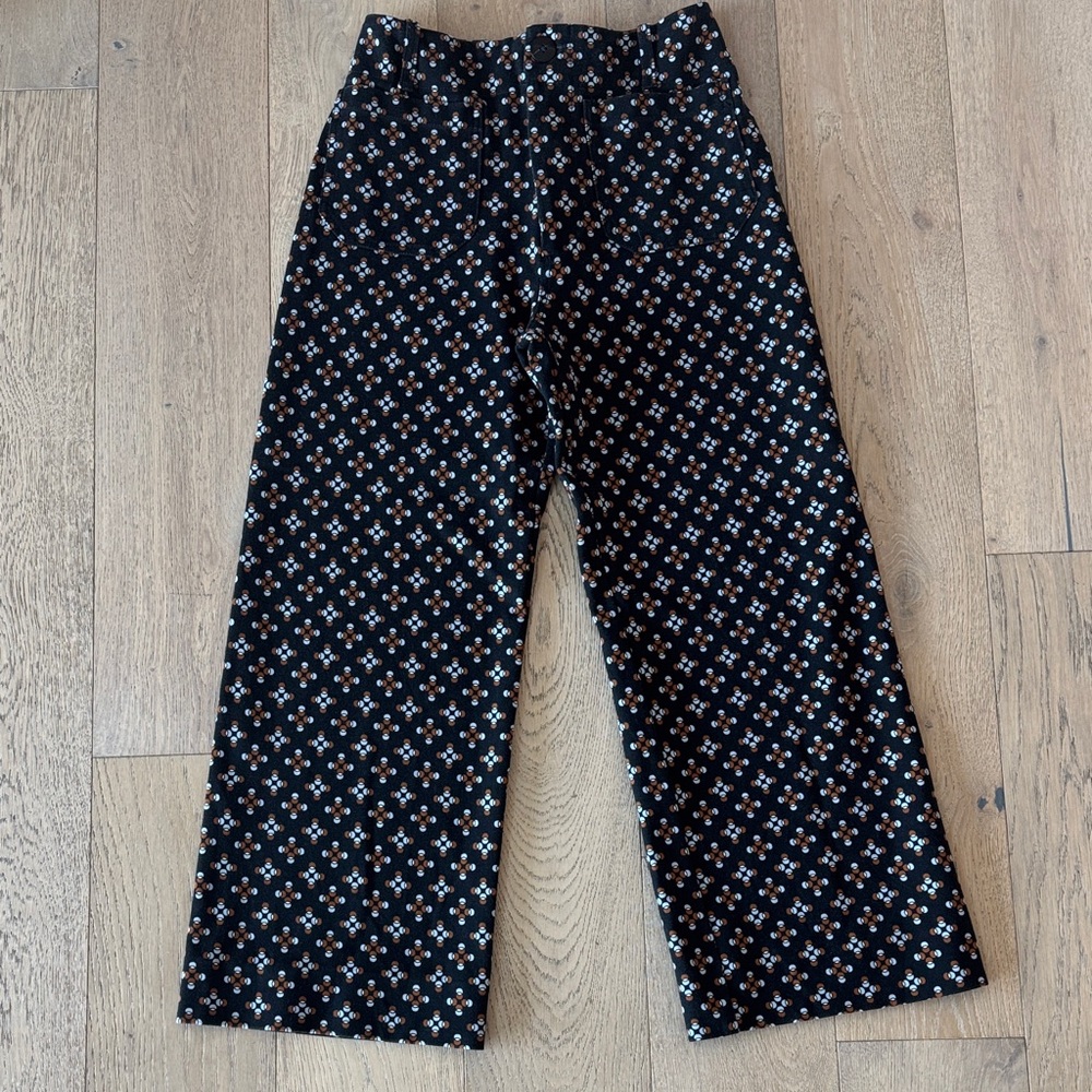 The Colette pants by Maeve at Anthropologie - blue, brown, black pattern